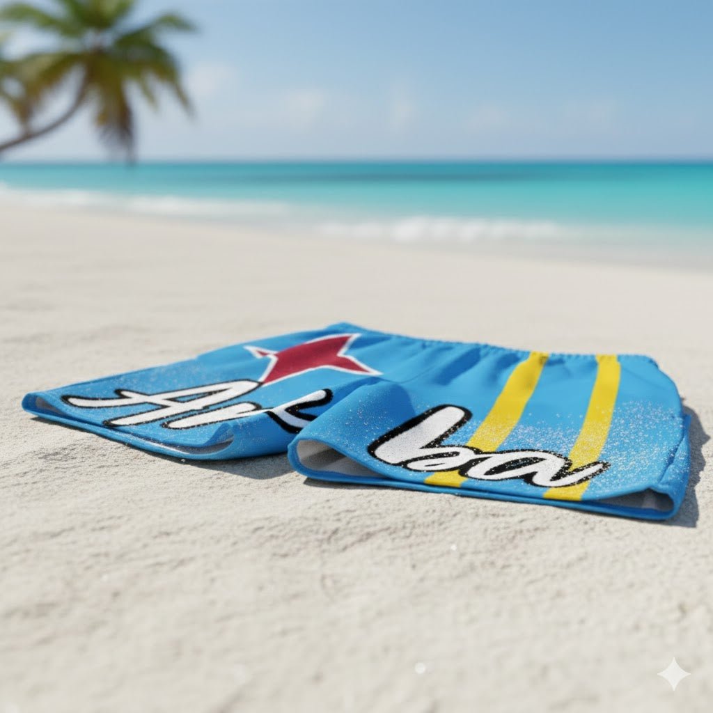 Aruba Flag Recycled Swim Trunks All - Over Print Recycled Swim Trunks La Vie Bien Aruba Flag Recycled Swim Trunks