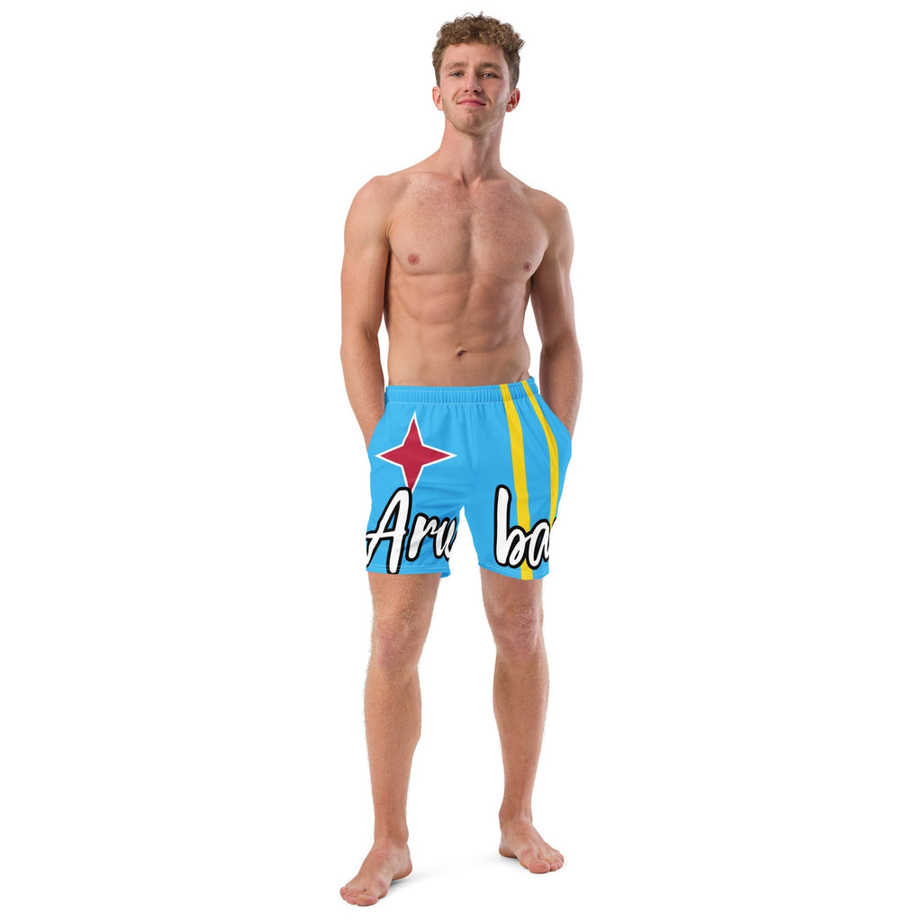 Aruba Flag Recycled Swim Trunks All - Over Print Recycled Swim Trunks La Vie Bien Aruba Flag Recycled Swim Trunks