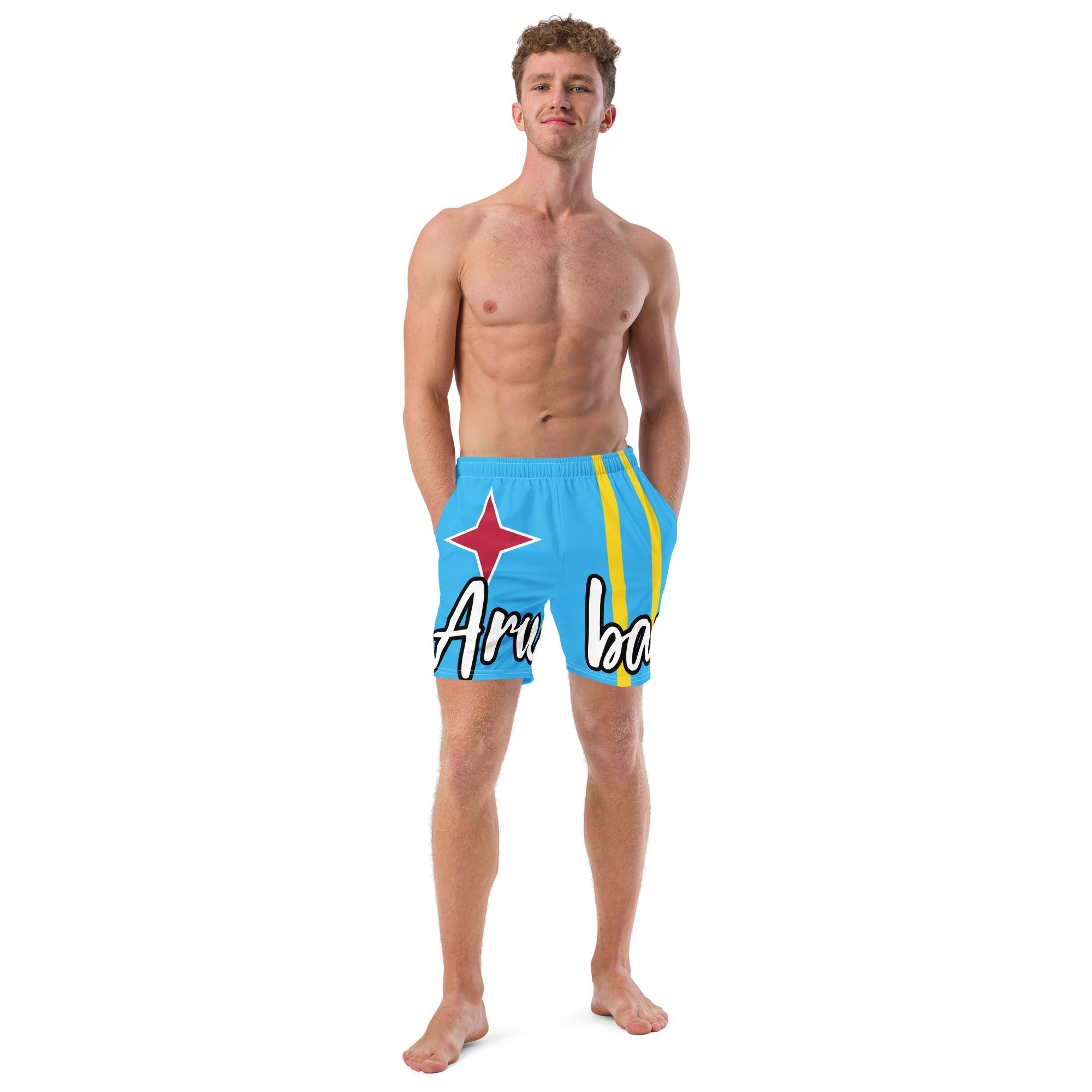 Aruba Flag Recycled Swim Trunks All - Over Print Recycled Swim Trunks La Vie Bien Aruba Flag Recycled Swim Trunks