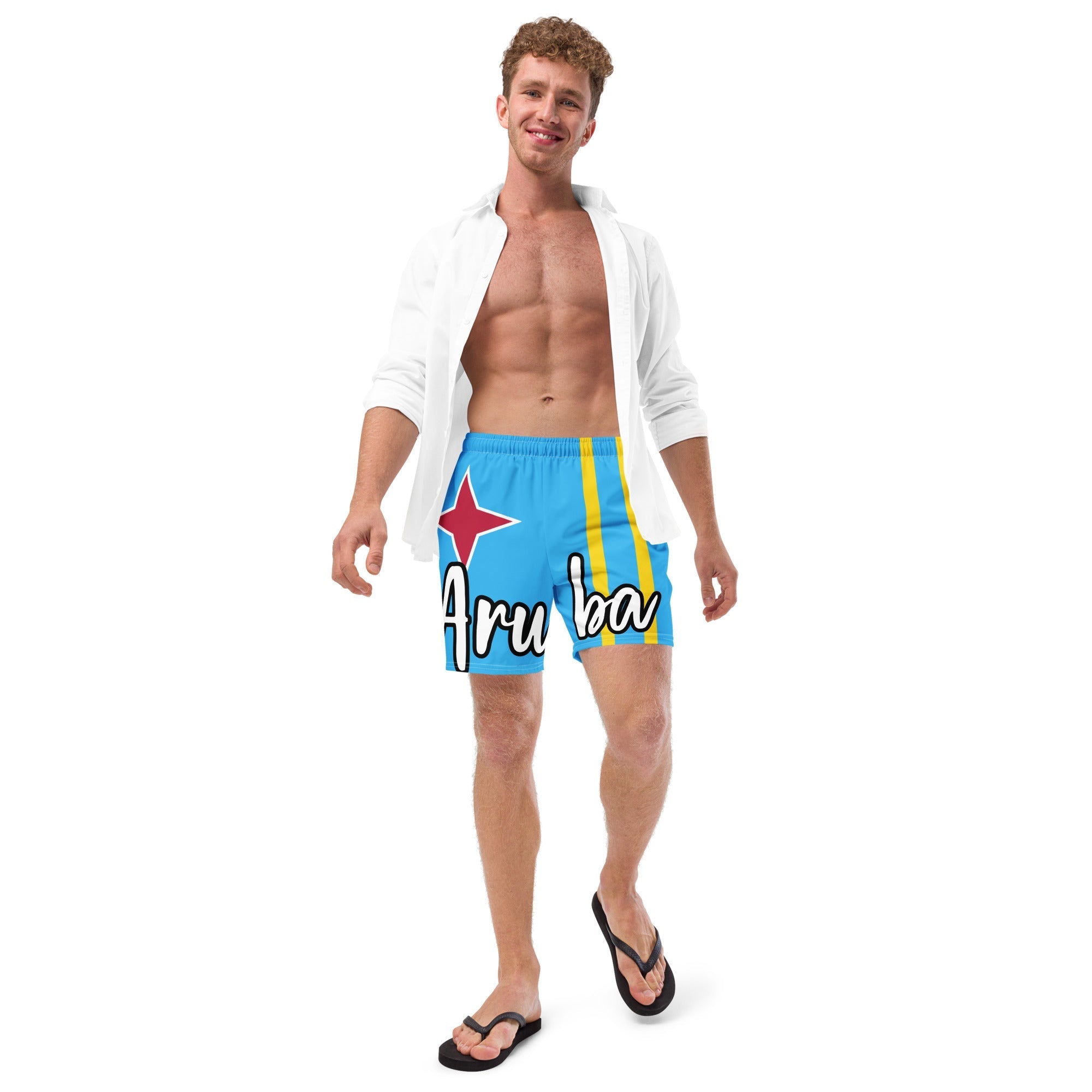 Aruba Flag Recycled Swim Trunks All - Over Print Recycled Swim Trunks La Vie Bien Aruba Flag Recycled Swim Trunks
