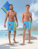 Aruba Flag Recycled Swim Trunks All - Over Print Recycled Swim Trunks La Vie Bien Aruba Flag Recycled Swim Trunks
