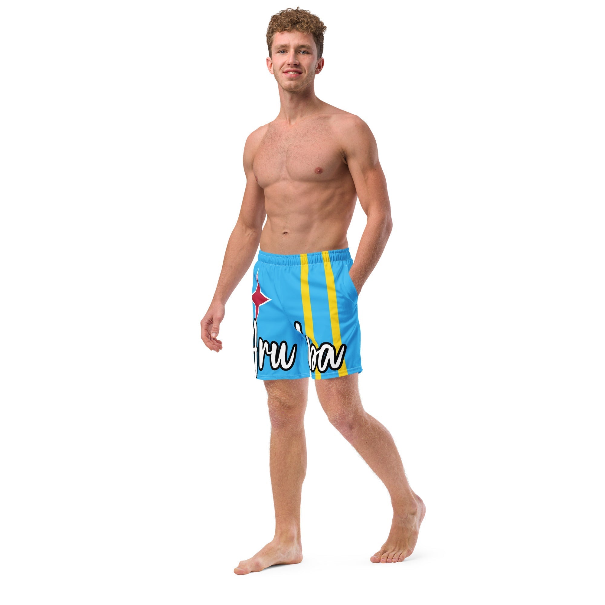 Aruba Flag Recycled Swim Trunks All - Over Print Recycled Swim Trunks La Vie Bien Aruba Flag Recycled Swim Trunks
