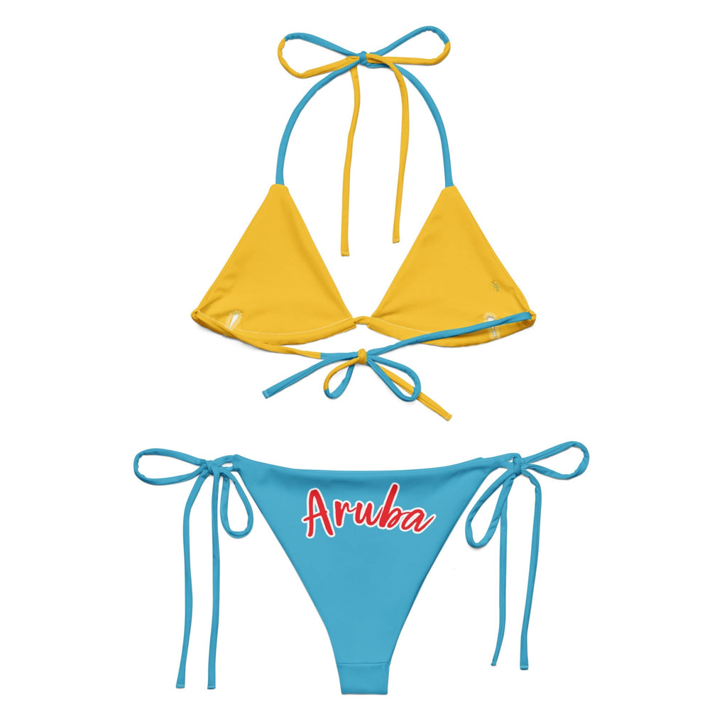 Aruba Flag String Bikini All - Over Print Recycled String Bikini La Vie Bien Aruba Flag String Bikini