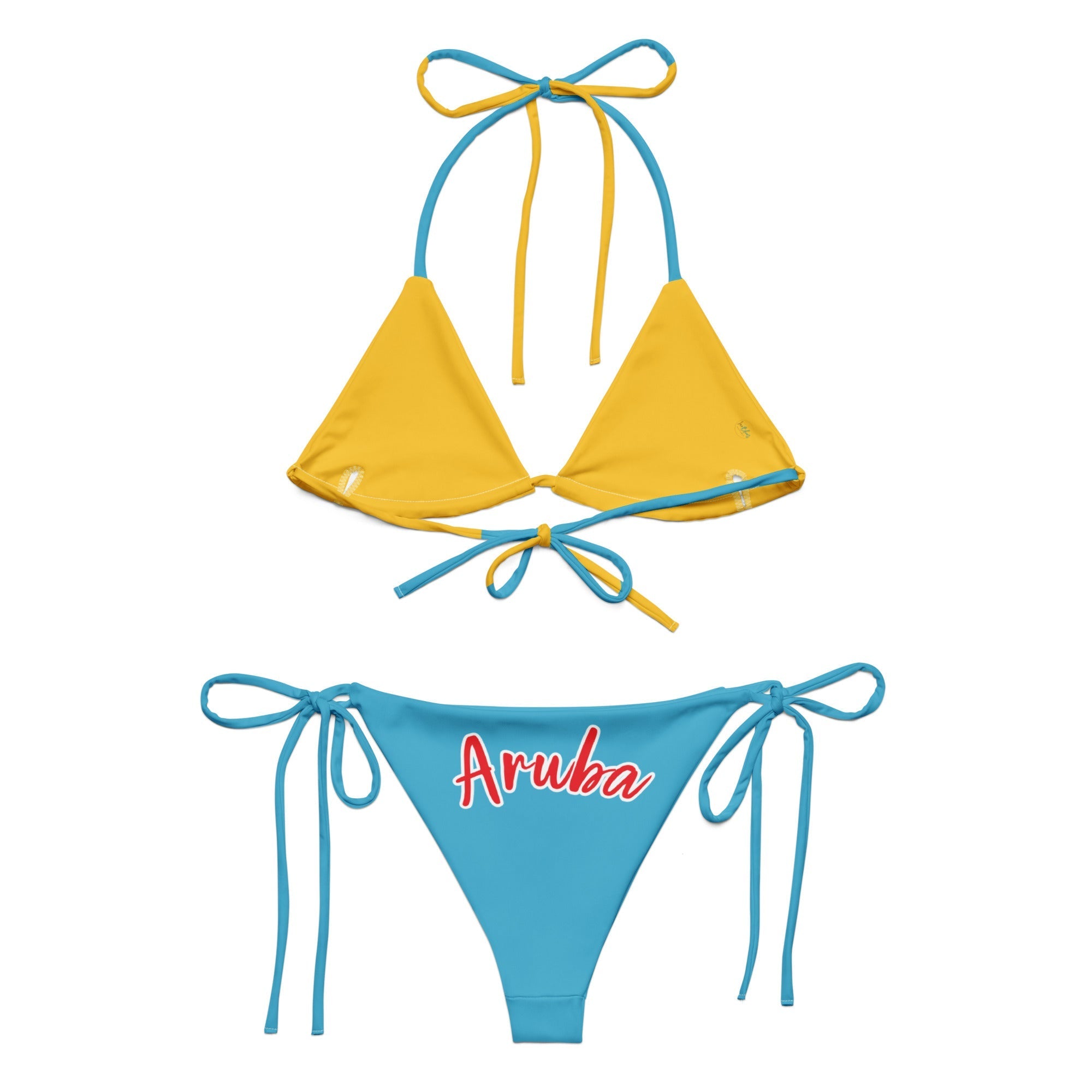 Aruba Flag String Bikini All - Over Print Recycled String Bikini La Vie Bien Aruba Flag String Bikini