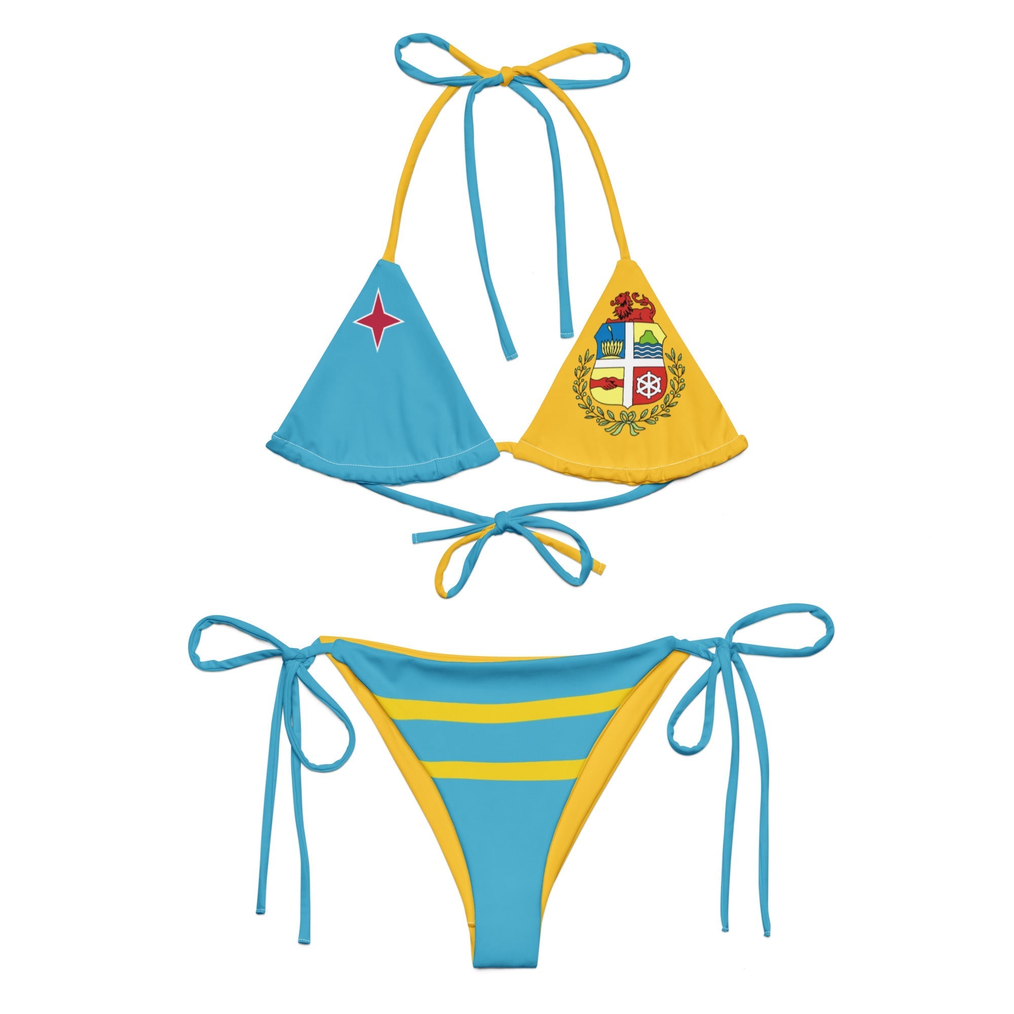 Aruba Flag String Bikini All - Over Print Recycled String Bikini La Vie Bien Aruba Flag String Bikini