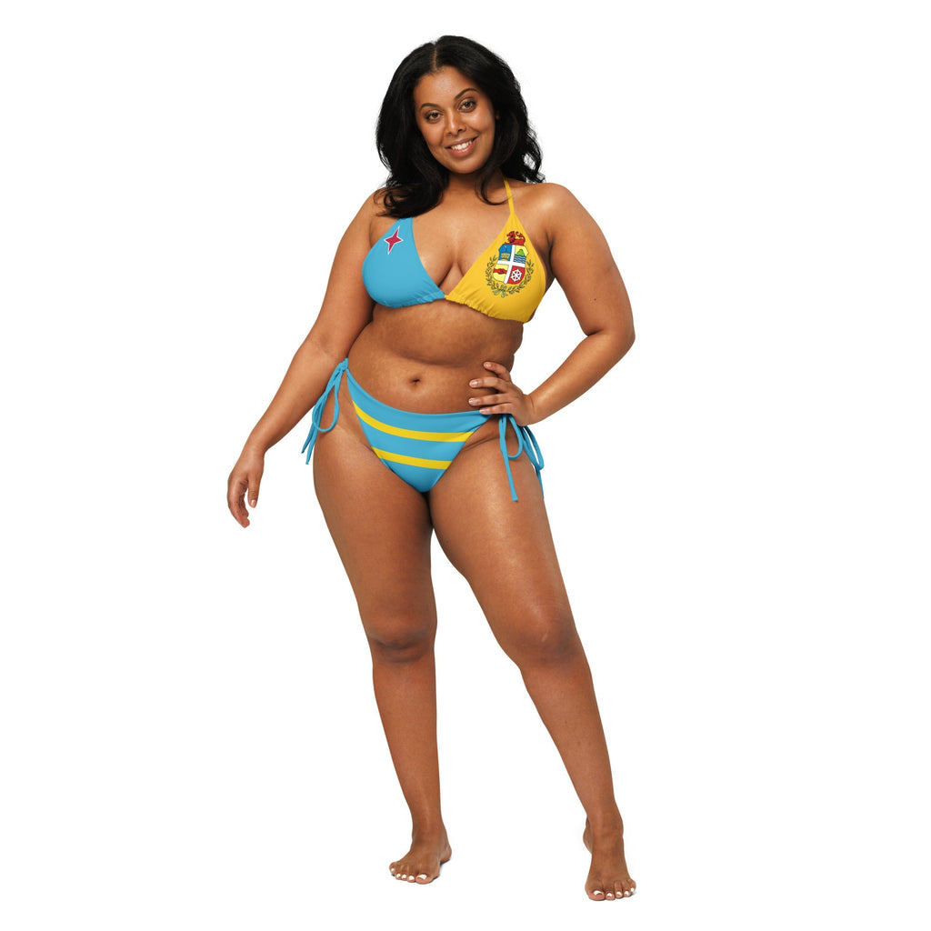 Aruba Flag String Bikini All - Over Print Recycled String Bikini La Vie Bien Aruba Flag String Bikini