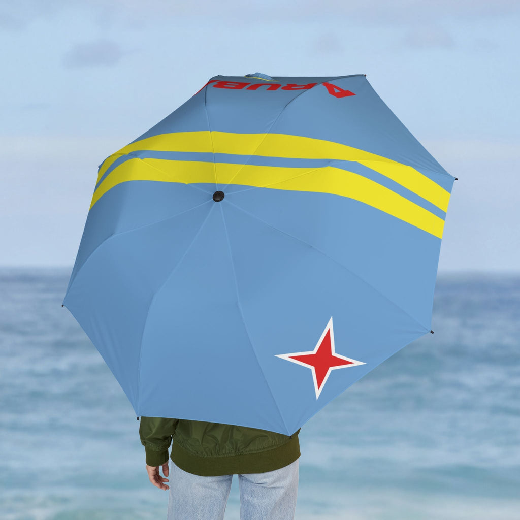 Aruba Flag Umbrella Semi - Automatic Foldable Umbrella La Vie Bien Aruba Flag Umbrella