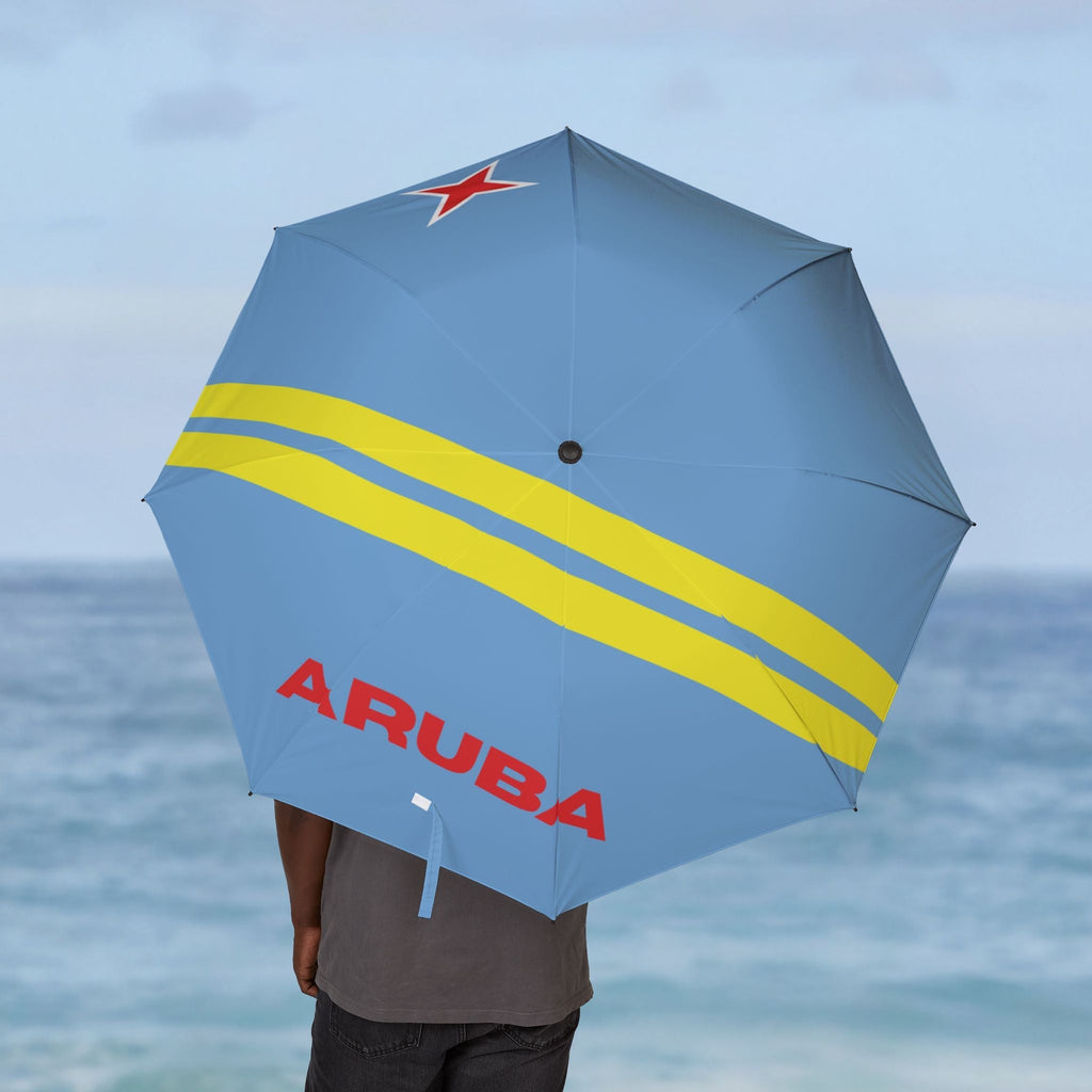 Aruba Flag Umbrella Semi - Automatic Foldable Umbrella La Vie Bien Aruba Flag Umbrella