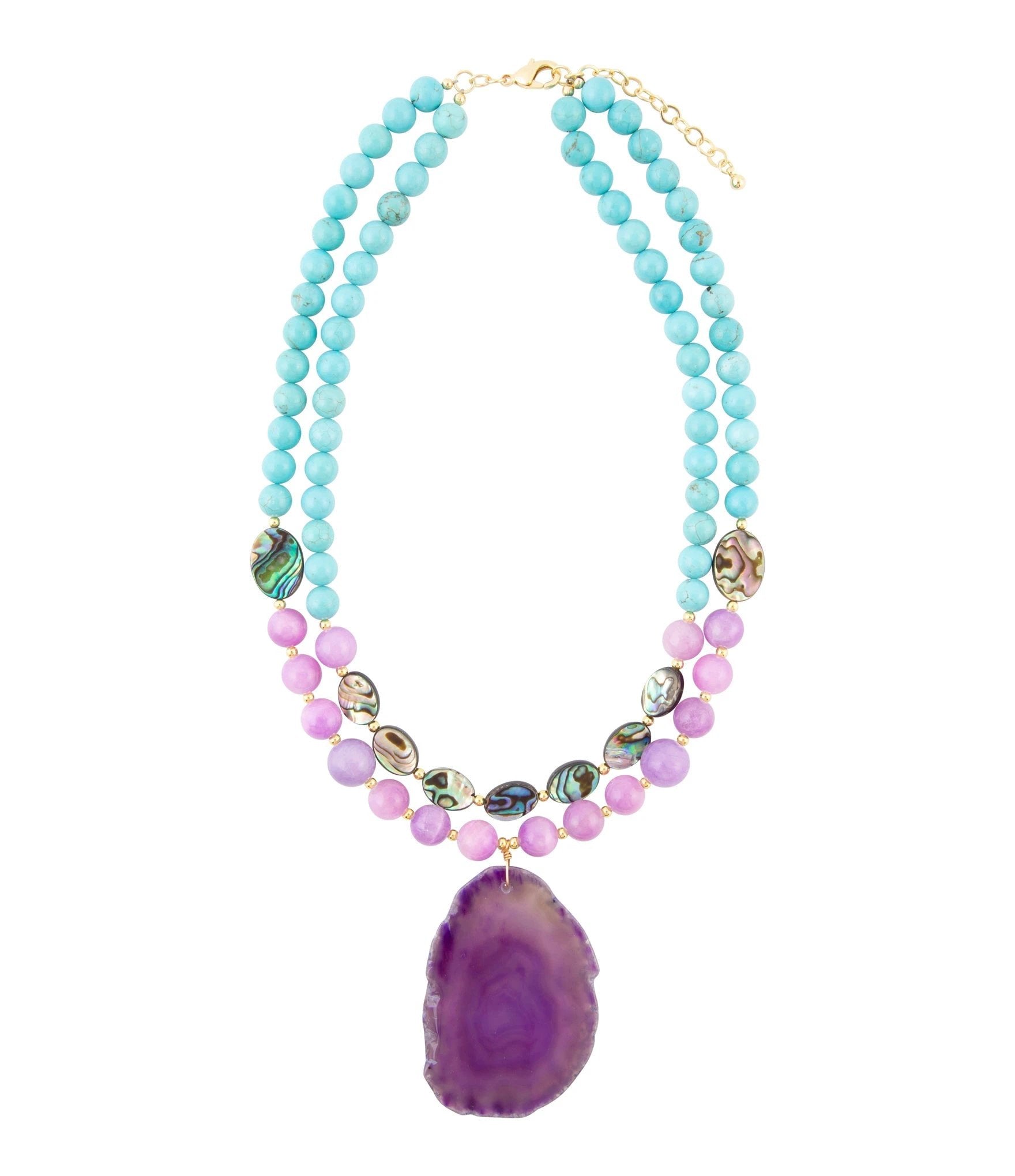 Aruba Purple Jade Statement Pendant Necklace by Barse Jewelry