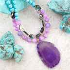 Aruba Purple Jade Statement Pendant Necklace by Barse Jewelry