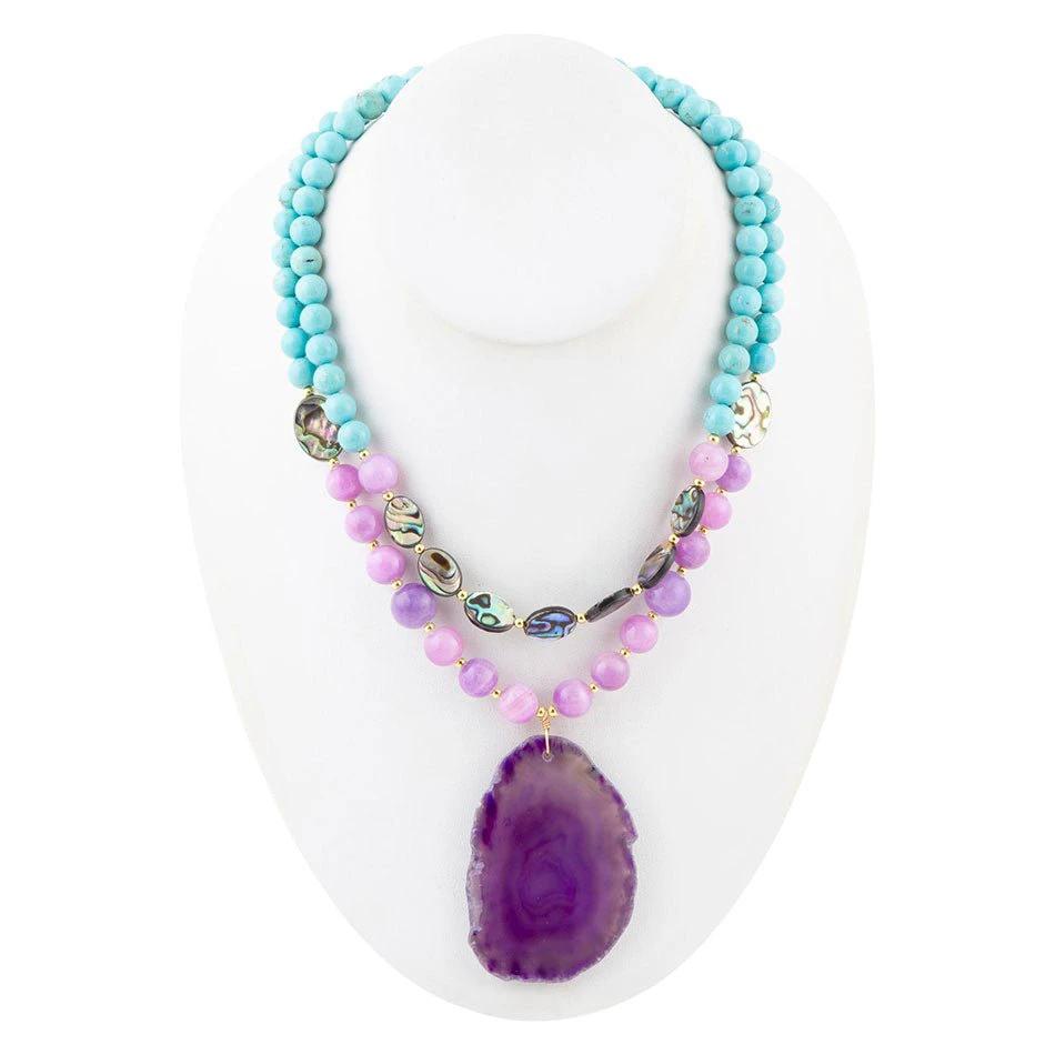 Aruba Purple Jade Statement Pendant Necklace by Barse Jewelry