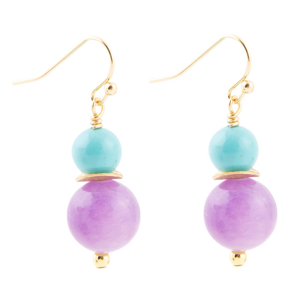 Aruba Purple Jade Golden Drop Earrings Earrings La Vie Bien Aruba Purple Jade Golden Drop Earrings