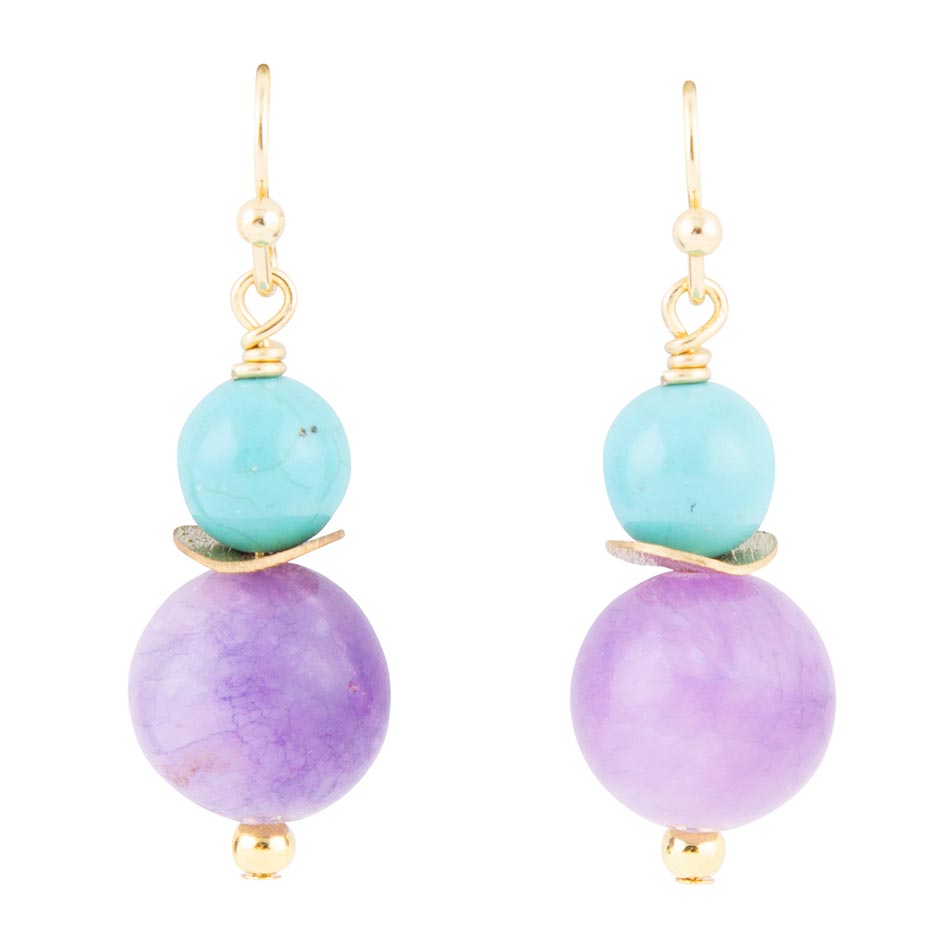 Aruba Purple Jade Golden Drop Earrings Earrings La Vie Bien Aruba Purple Jade Golden Drop Earrings