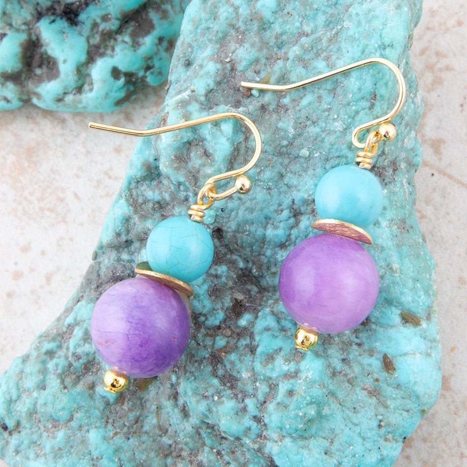 Aruba Purple Jade Golden Drop Earrings Earrings La Vie Bien Aruba Purple Jade Golden Drop Earrings