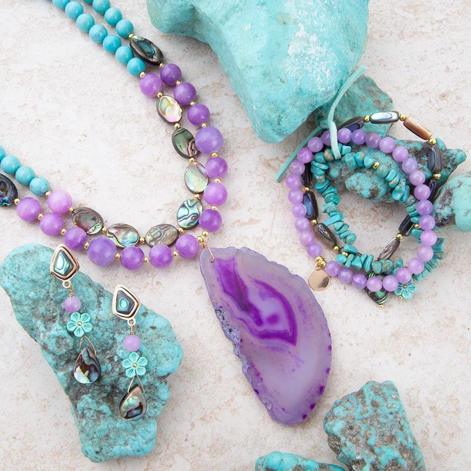 Aruba Purple Jade Statement Pendant Necklace by Barse Jewelry