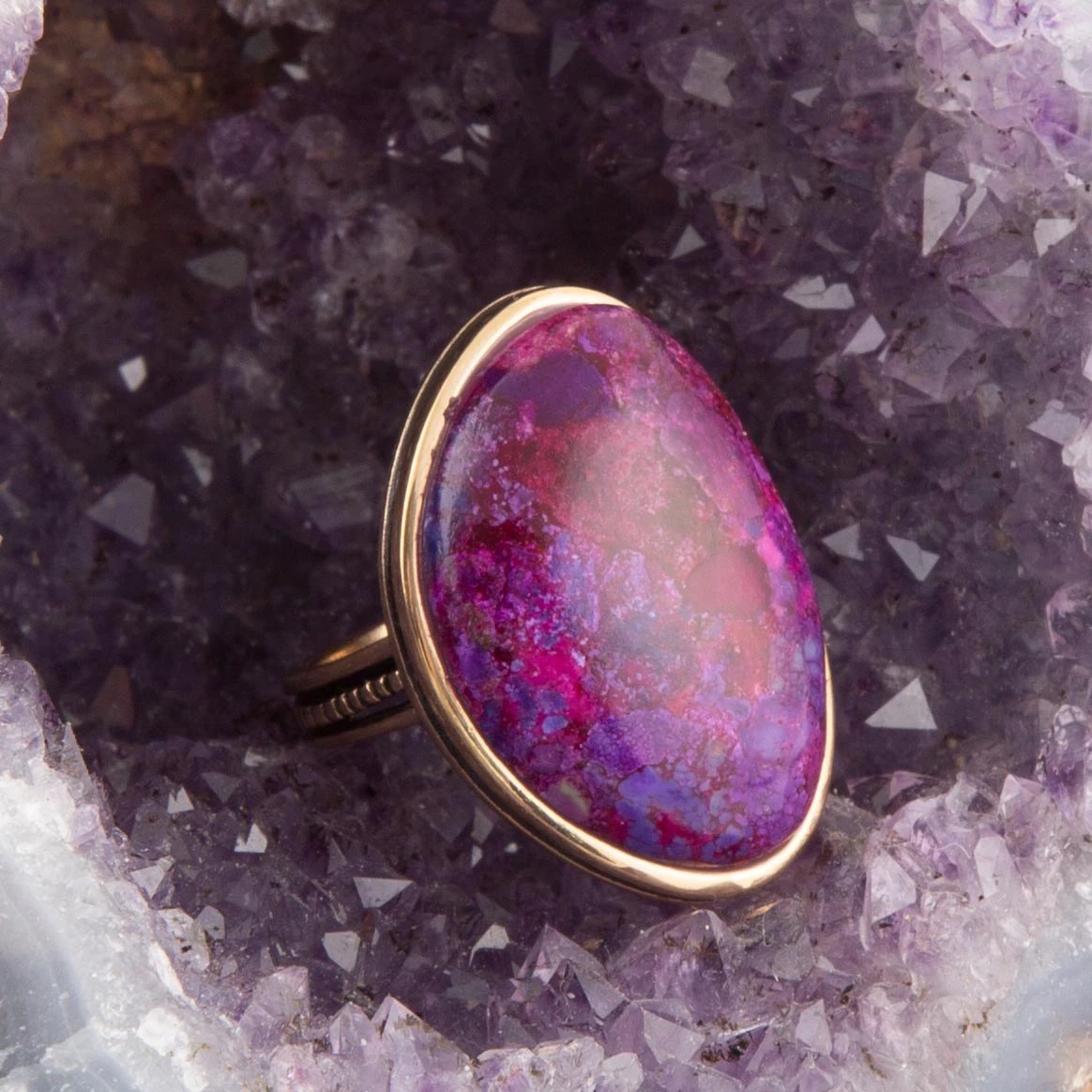 Aruba Purple Turquoise Golden Statement Ring by Barse Jewelry