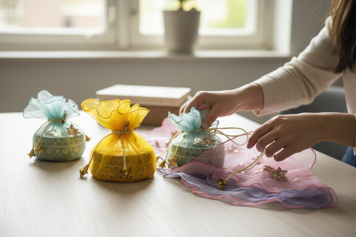 Tissue Open Potli with Star Design - Assorted