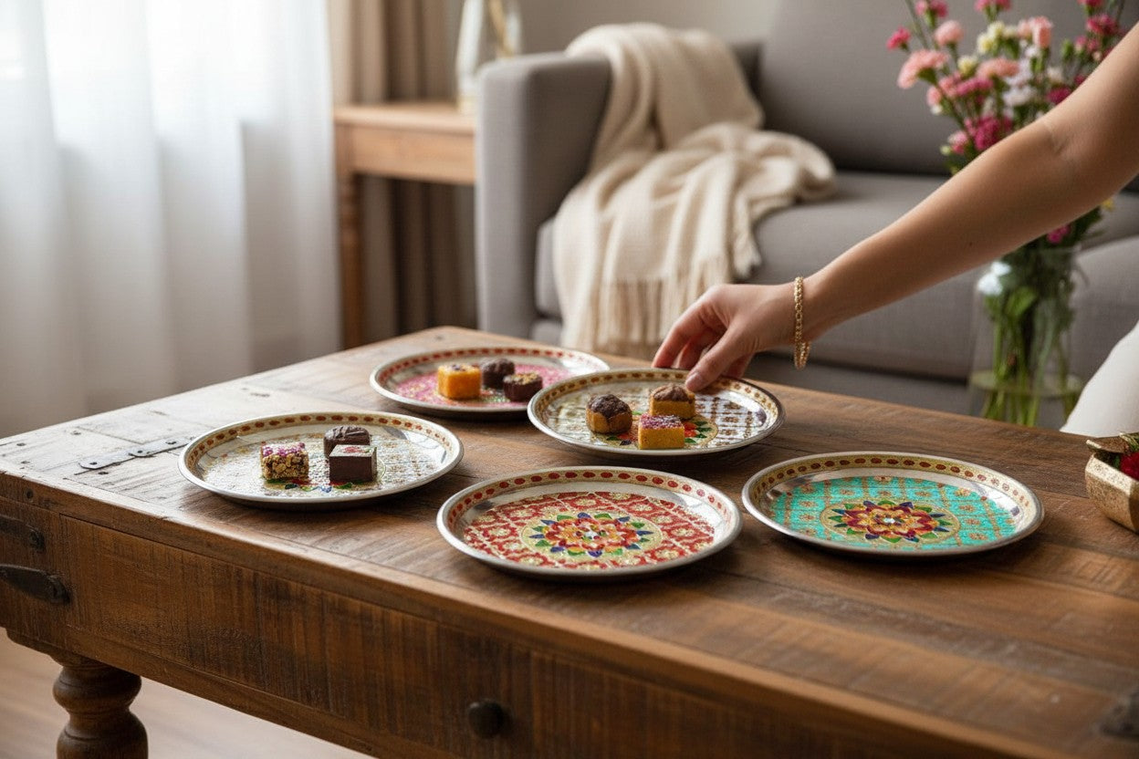 Minakari Thali / Minakari Stainless Steel Box - Housewarming Gift/Hostess Gift