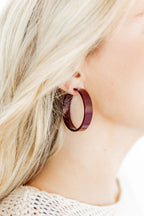 Ashley Medium Hoop Earrings - Maroon