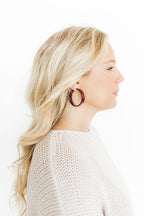 Ashley Medium Hoop Earrings - Maroon