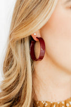 Ashley Medium Hoop Earrings - Maroon