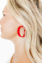 Ashley Medium Hoop Earrings - True Red