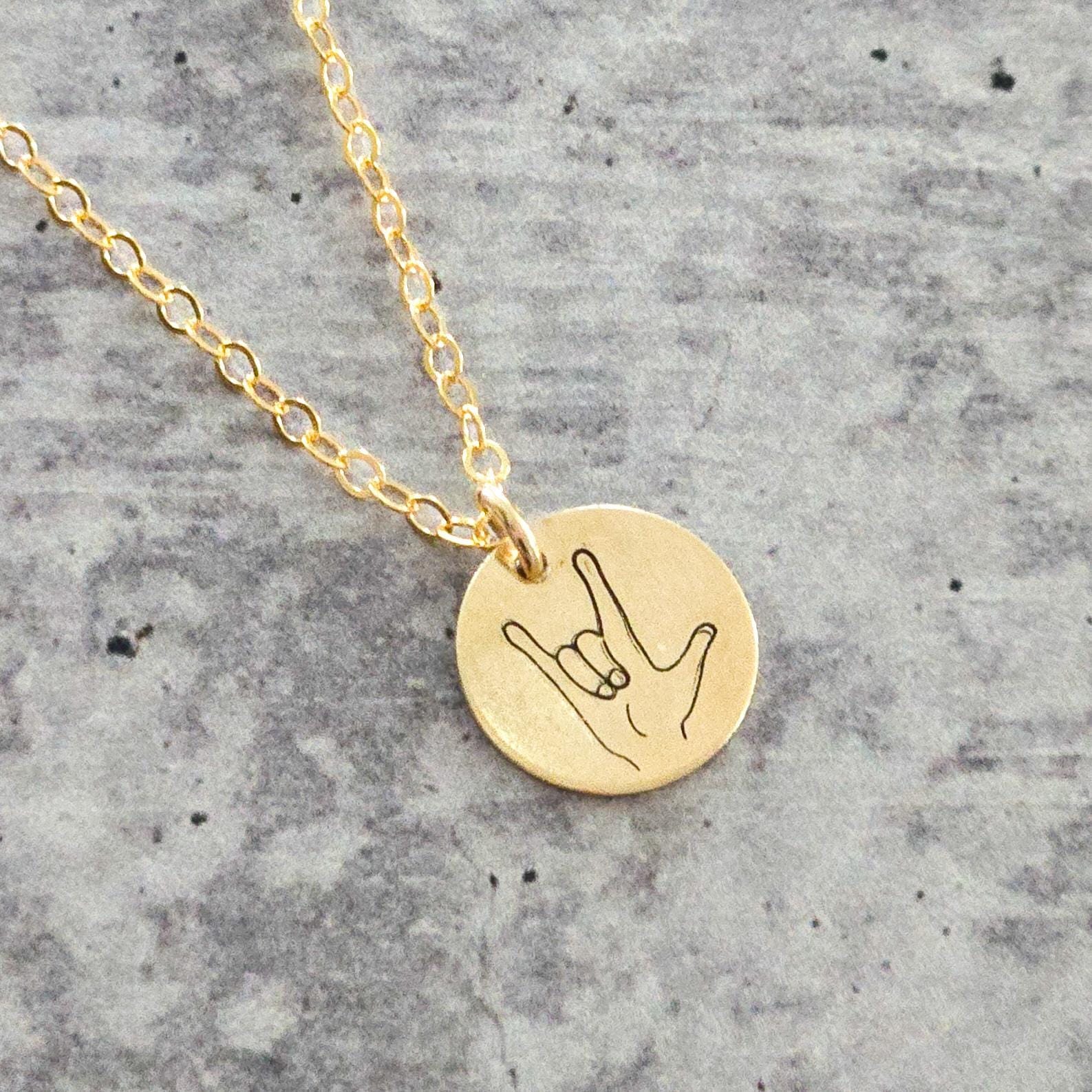 ASL ‘I Love You’ Hand - Stamped Necklace – A Subtle Jewish Statement