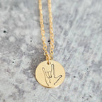 ASL ‘I Love You’ Hand-Stamped Necklace – A Subtle Jewish Statement by Salt Sparkle Shalom