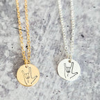 ASL ‘I Love You’ Hand-Stamped Necklace – A Subtle Jewish Statement by Salt Sparkle Shalom