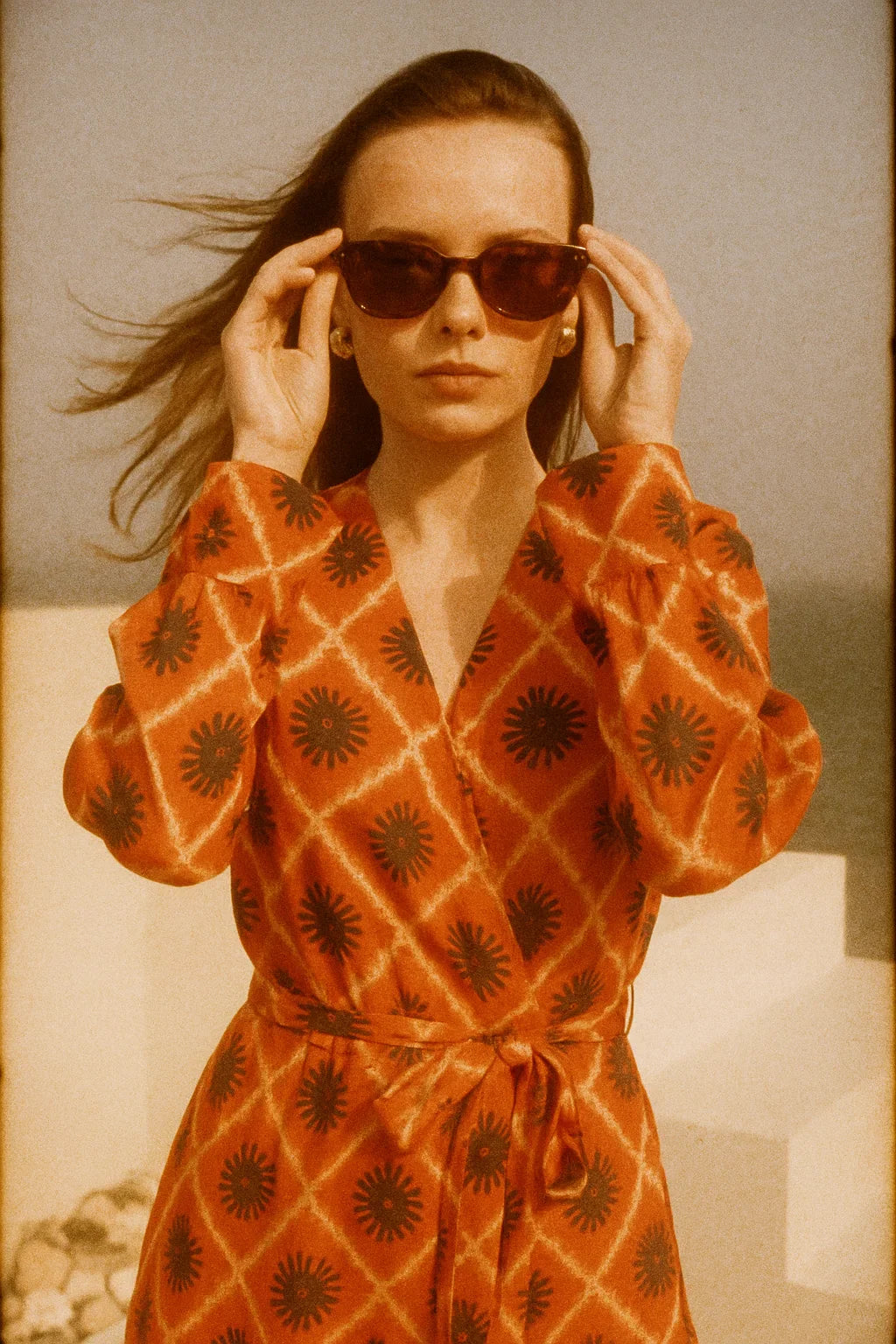 Sun Print Chiffon Dress