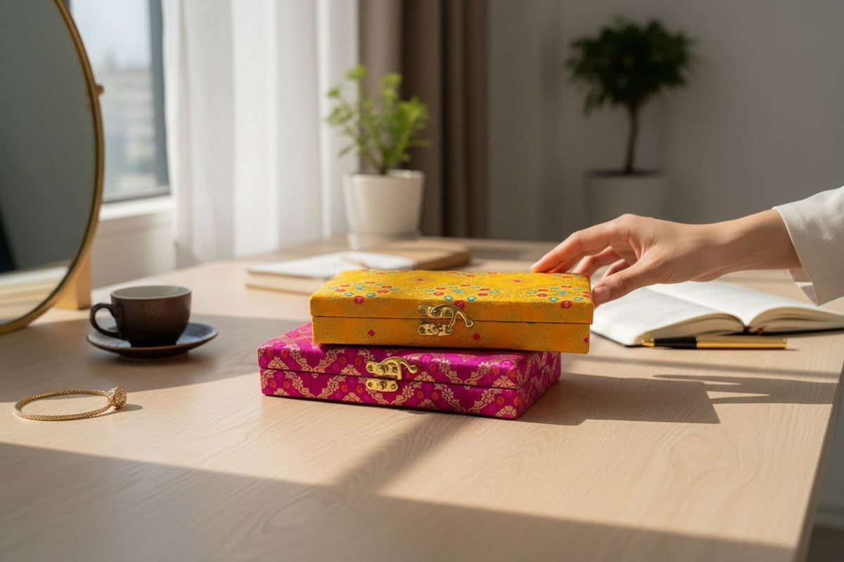 Assorted Brocade Gift Box, Set of 2 Traditional Gifts La Vie Bien Assorted Brocade Gift Box, Set of 2