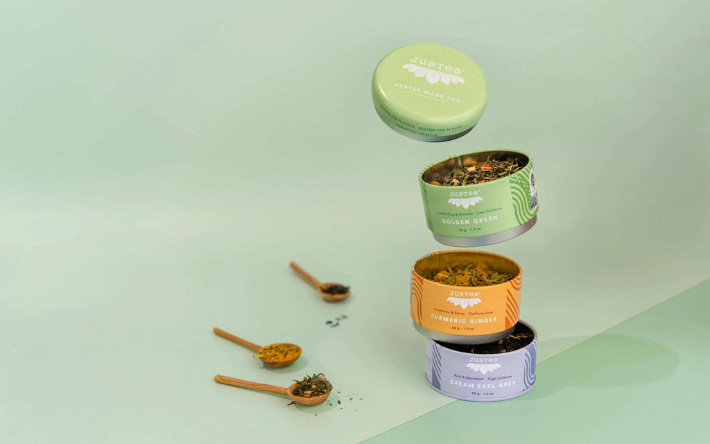 Assorted Trio Tin & Spoon - Organic Black, Green, Herbal Tea by Ethical Trade Co