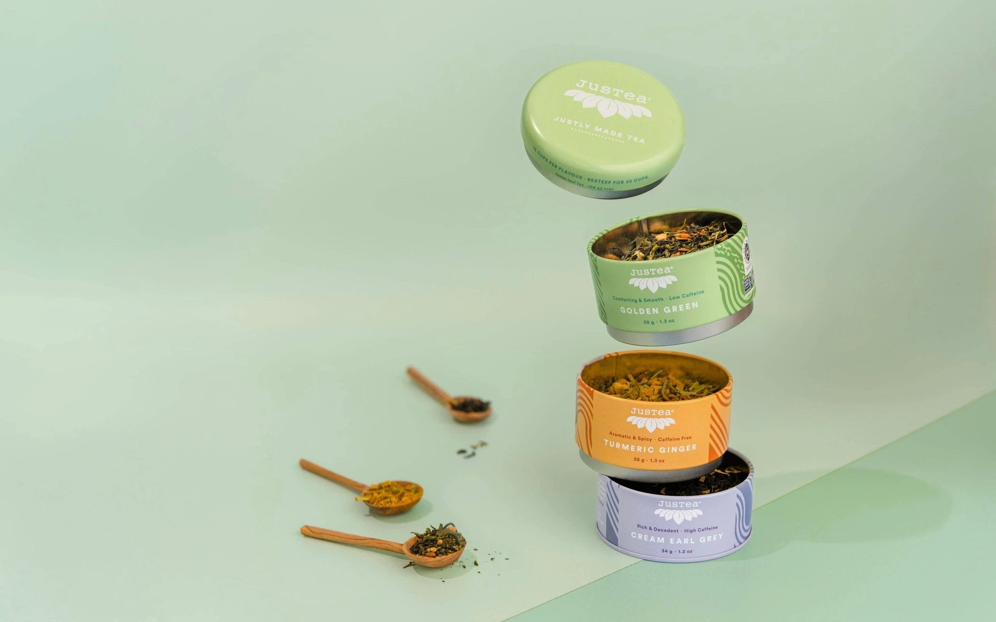 Assorted Trio Tin & Spoon - Organic Black, Green, Herbal Tea by Ethical Trade Co