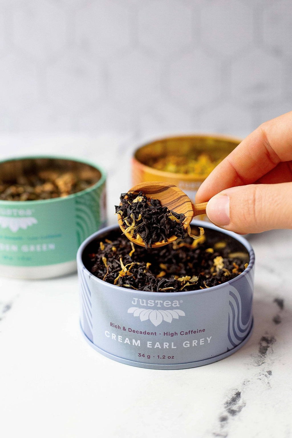 Assorted Trio Tin & Spoon - Organic Black, Green, Herbal Tea by Ethical Trade Co