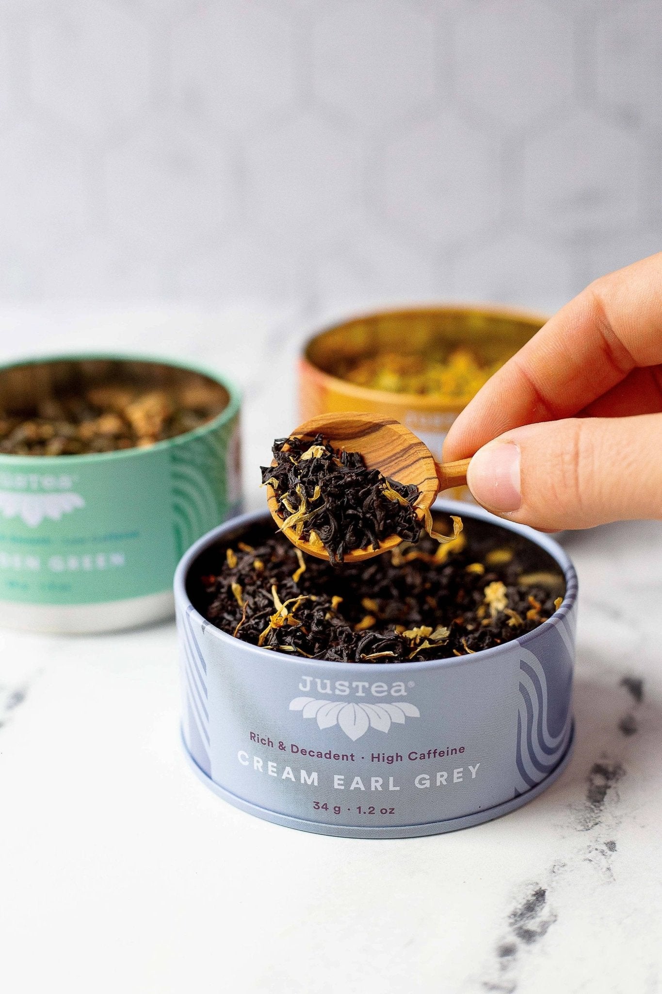 Assorted Trio Tin & Spoon - Organic Black, Green, Herbal Tea by Ethical Trade Co