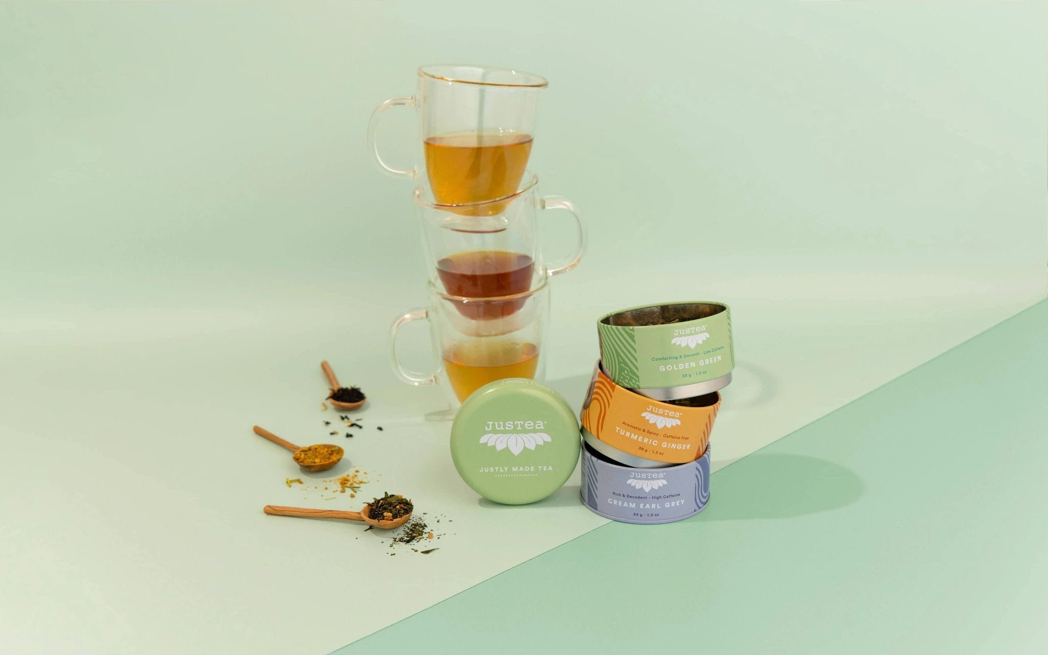 Assorted Trio Tin & Spoon - Organic Black, Green, Herbal Tea by Ethical Trade Co