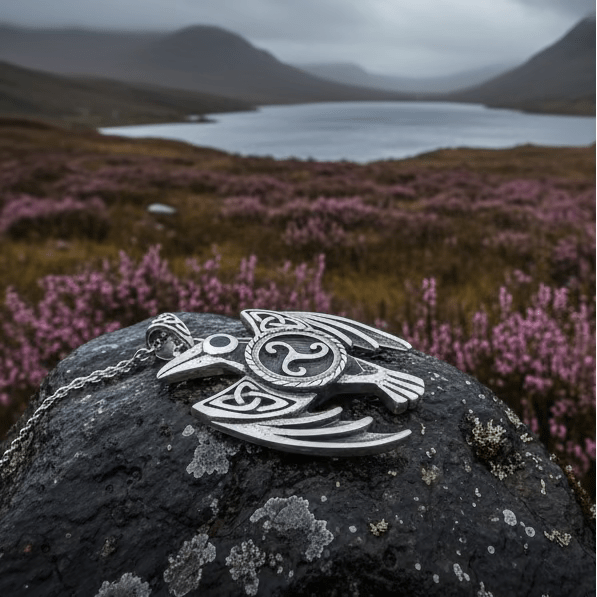Astrid Celtic Raven Necklace in Sterling Silver Pendant La Vie Bien Astrid Celtic Raven Necklace in Sterling Silver
