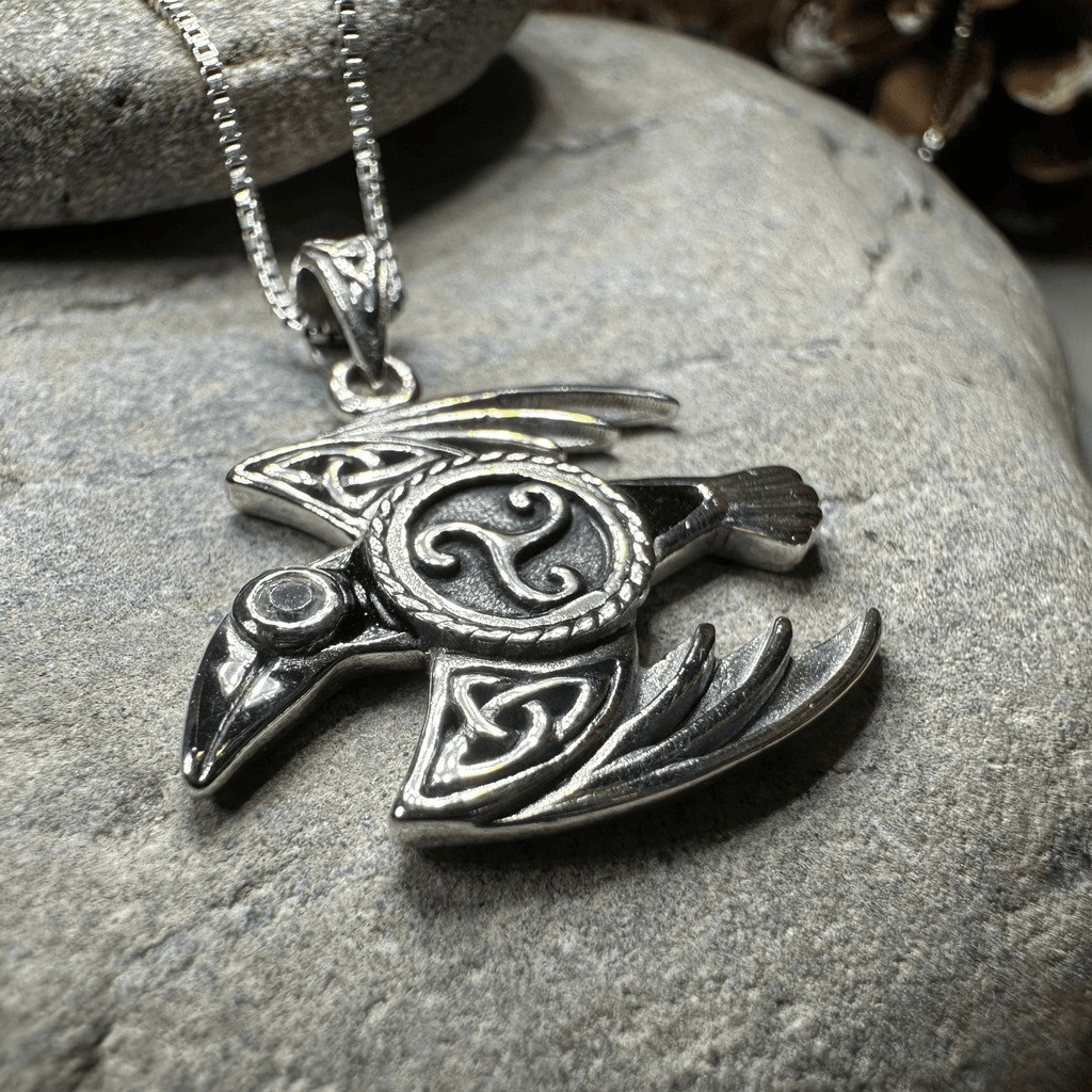 Astrid Celtic Raven Necklace in Sterling Silver Pendant La Vie Bien Astrid Celtic Raven Necklace in Sterling Silver