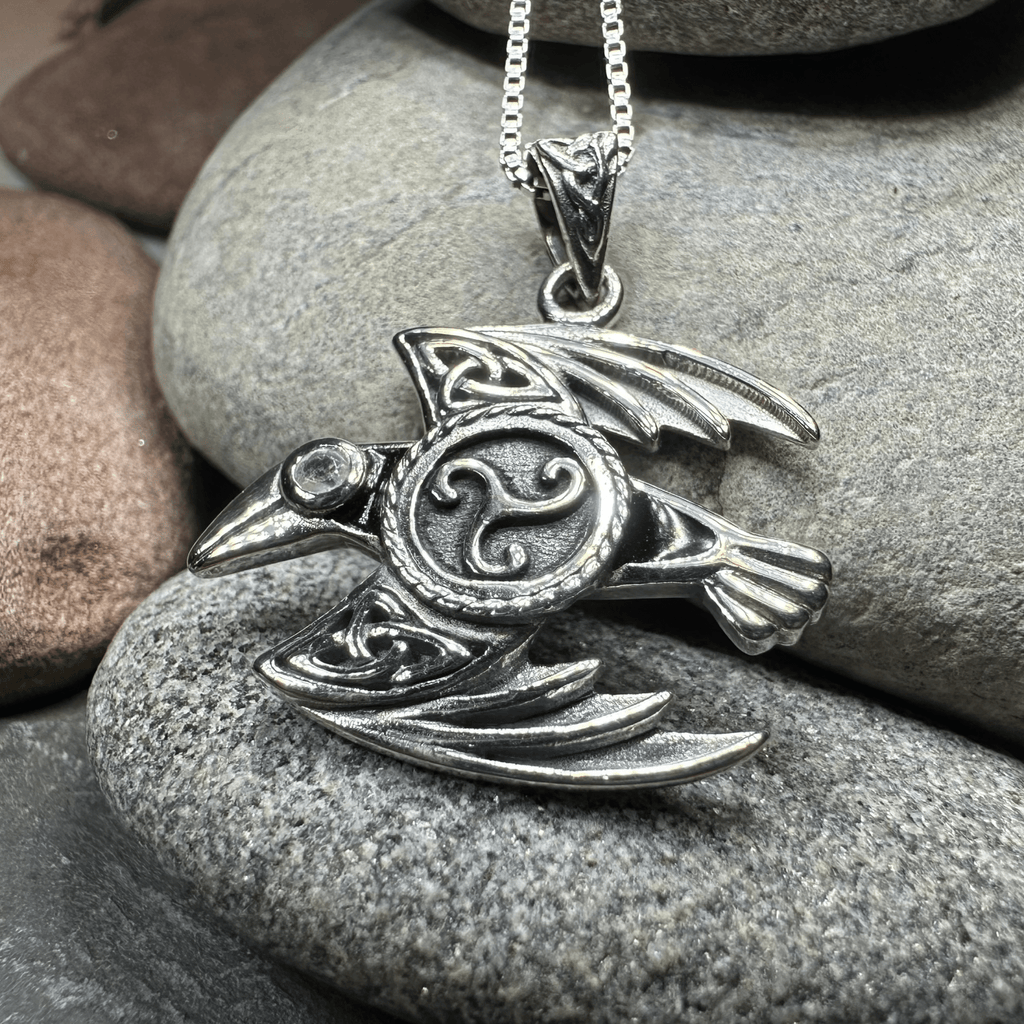 Astrid Celtic Raven Necklace in Sterling Silver Pendant La Vie Bien Astrid Celtic Raven Necklace in Sterling Silver