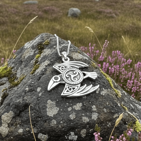 Astrid Celtic Raven Necklace in Sterling Silver Pendant La Vie Bien Astrid Celtic Raven Necklace in Sterling Silver