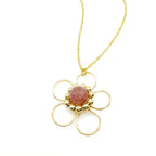Astrid gold flower and pink agate pendant necklace by Alegria Accessories Inc