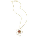 Astrid gold flower and pink agate pendant necklace by Alegria Accessories Inc