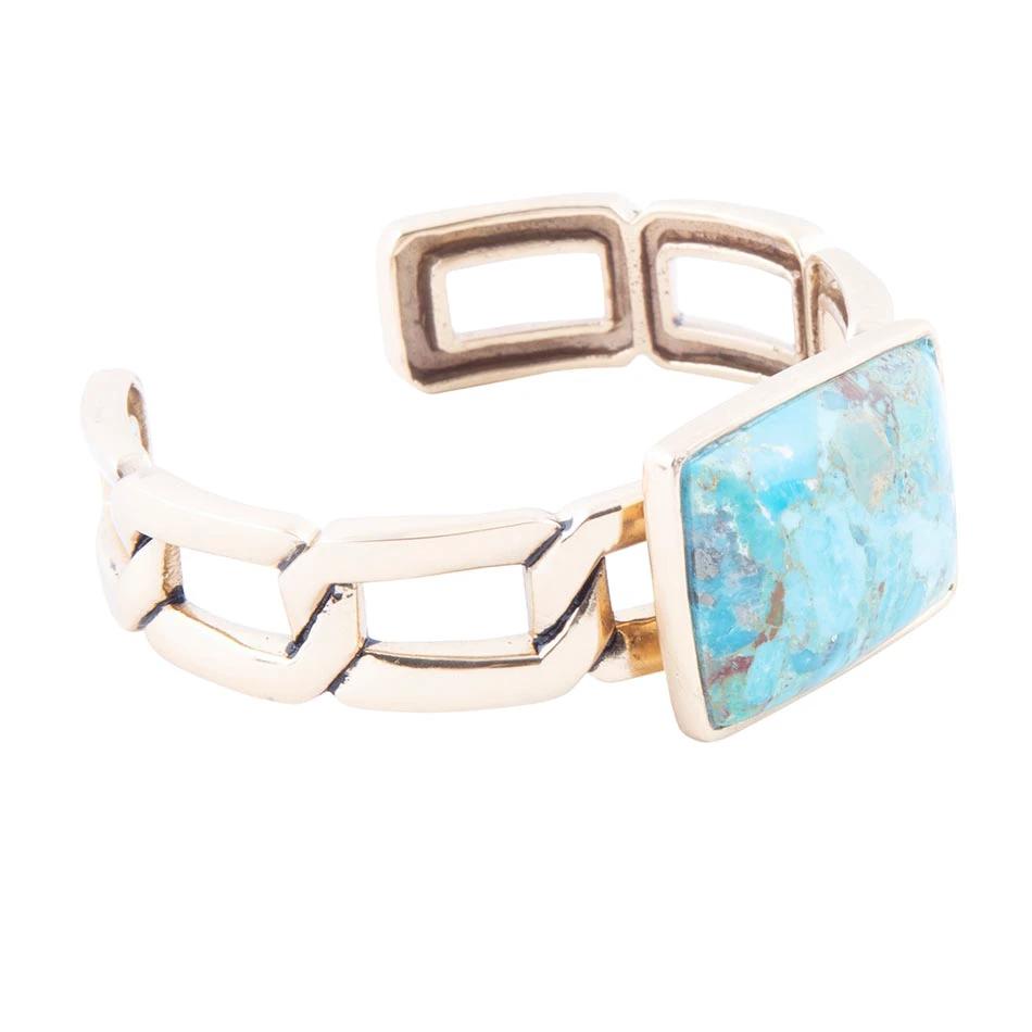 Athena Blue Turquoise Golden Cuff Bracelet by Barse Jewelry