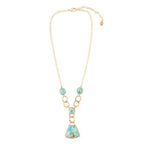 Athena Blue Turquoise Golden Y Neck Necklace by Barse Jewelry