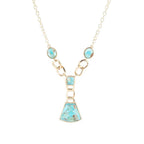 Athena Blue Turquoise Golden Y Neck Necklace by Barse Jewelry