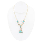 Athena Blue Turquoise Golden Y Neck Necklace by Barse Jewelry