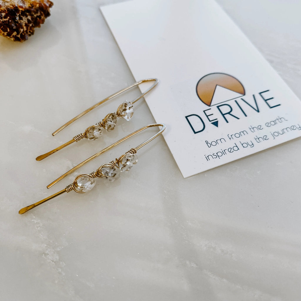 Atlantic Threader Earrings with Herkimer Diamonds by Derive Jewelry