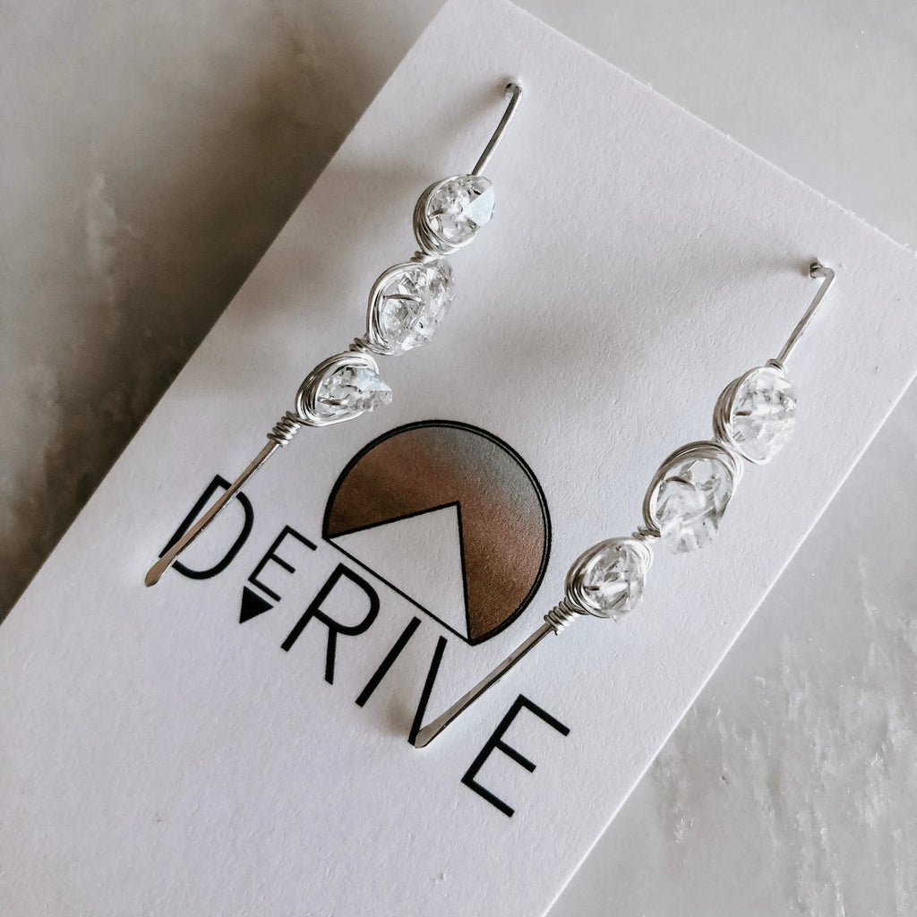 Atlantic Threader Earrings with Herkimer Diamonds by Derive Jewelry