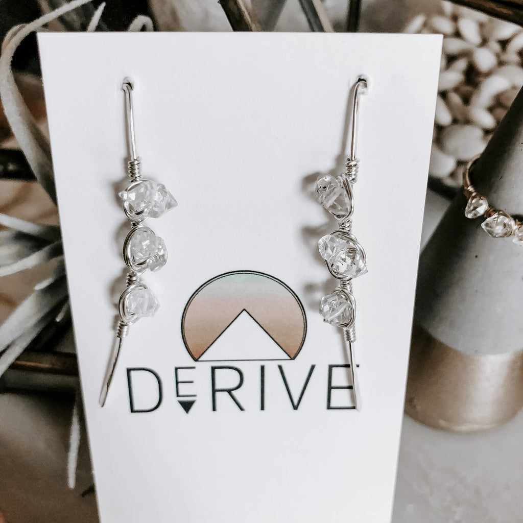 Atlantic Threader Earrings with Herkimer Diamonds by Derive Jewelry