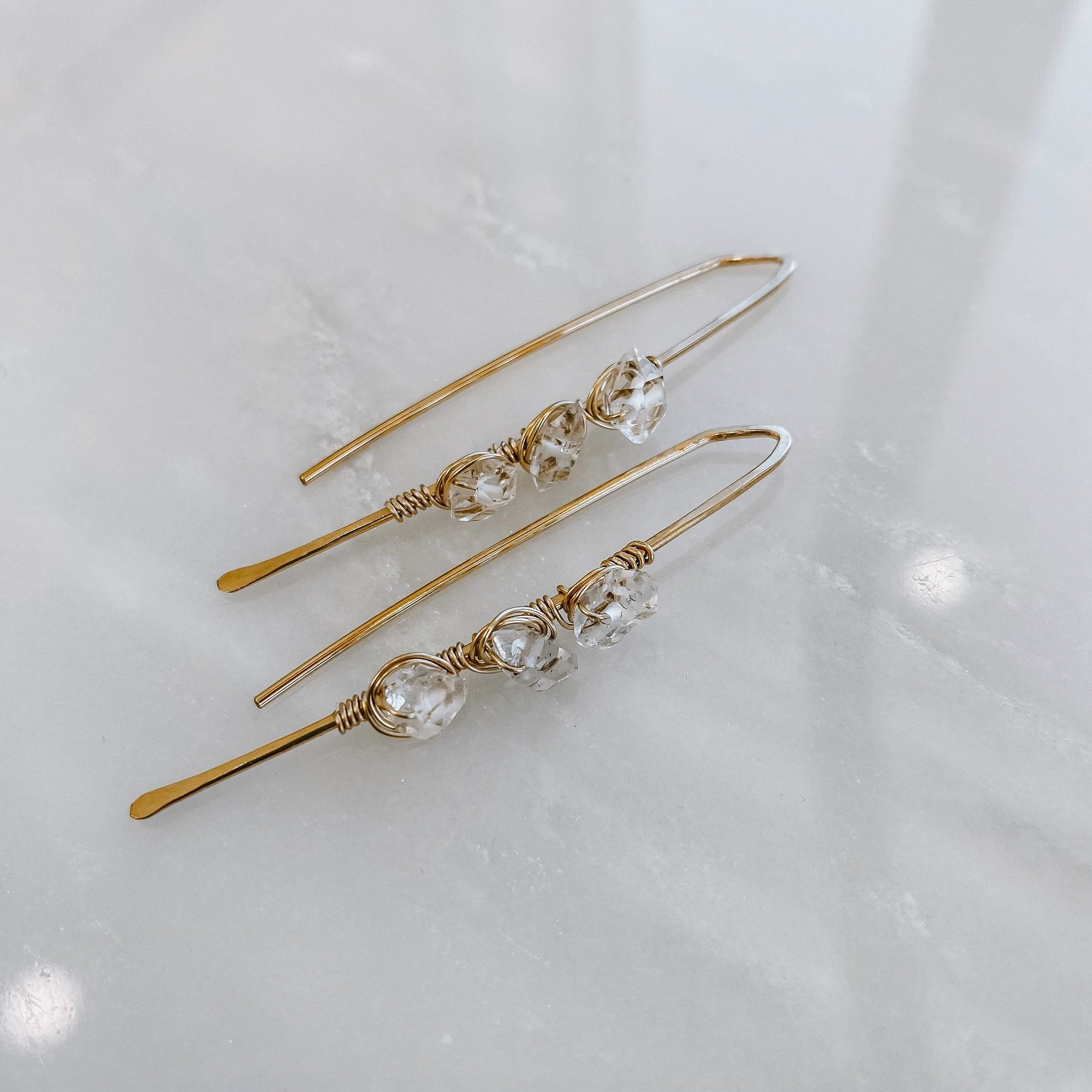 Atlantic Threader Earrings with Herkimer Diamonds by Derive Jewelry